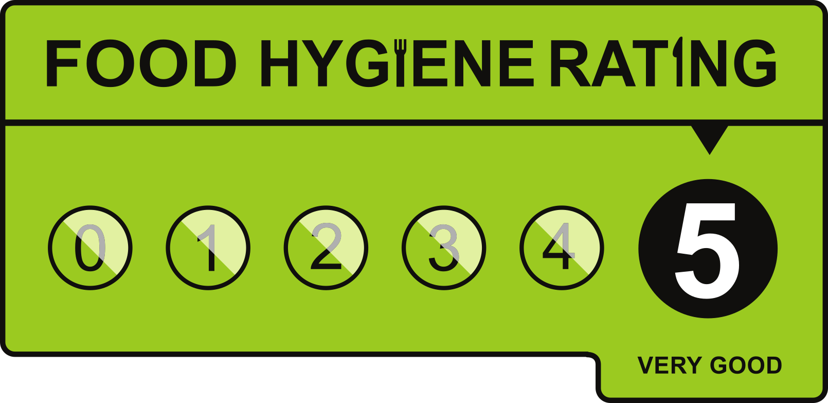 5 Star Food Hygiene Rating.